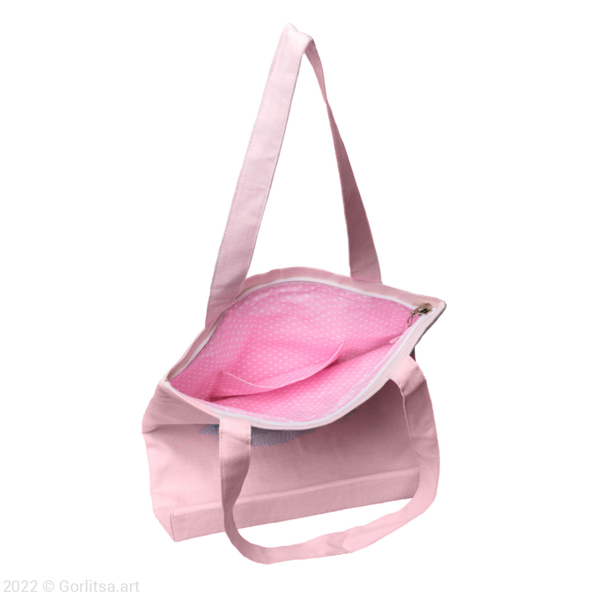 Льняная сумка-шоппер «Фламинго» 62075-3, розовый / шёлк лён Никифоровская мануфактура фото 4