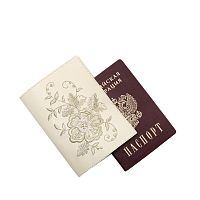 Обложка для паспорта «Шиповник» 900/230, экокожа цвет: белый, /серебро
