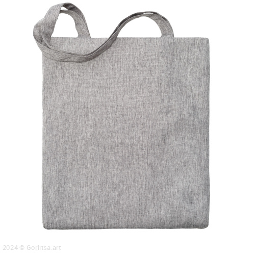 Льняная сумка-шоппер «Красный мак» 62020-1 серый / шёлк лён Никифоровская м–ра фото 2