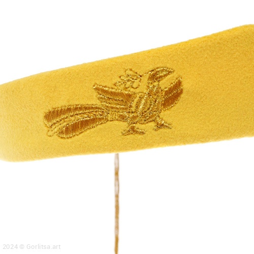 Ободок-кокошник «Сокол» 2/98 жёлтый / золото велюр Горлица.Арт фото 4