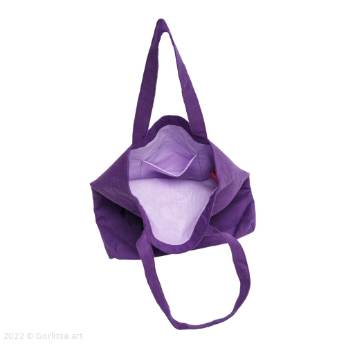 Льняная сумка-шоппер «Девушка со скрипкой» 62018-4-2, фиолетовый/ шёлк лён Никифоровская мануфактура фото 4