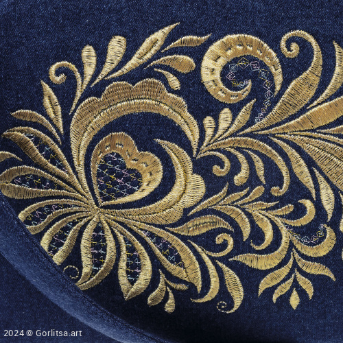 Сумка «Соцветие» м.21168, 62055-5 джинса синяя/ золото джинса Никифоровская м–ра фото 3