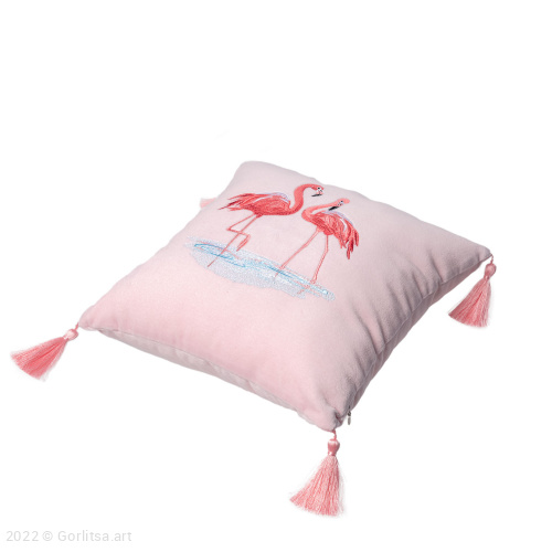 Подушка бархатная «Фламинго» 62012-1, розовый / шёлк бархат Никифоровская мануфактура фото 3