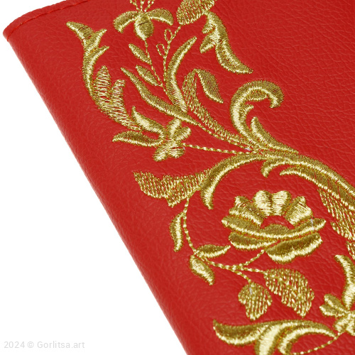 Обложка для паспорта «Летний сад» а10/65 красный / золото экокожа Горлица.Арт фото 2