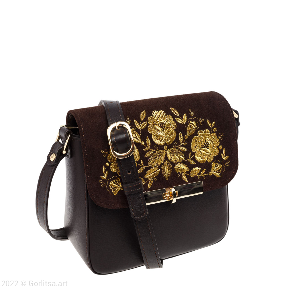 Сумка кожаная «Шиповник» 991/, коричневый /золото нат. кожа Кожаные сумки «Горлица.Арт» фото 2