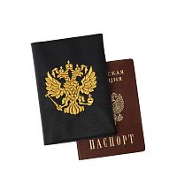Обложка для паспорта «Орёл» а10/99 чёрный / золото