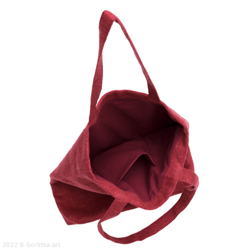 Льняная сумка-шоппер «Фотоаппарат» 62011-12, бордовый / шёлк лён Никифоровская мануфактура фото 5