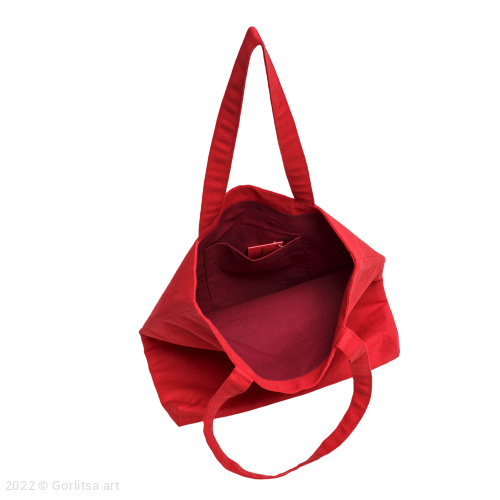 Льняная сумка-шоппер «Фотоаппарат» 62011-12-1, красный / шёлк лён Никифоровская мануфактура фото 5