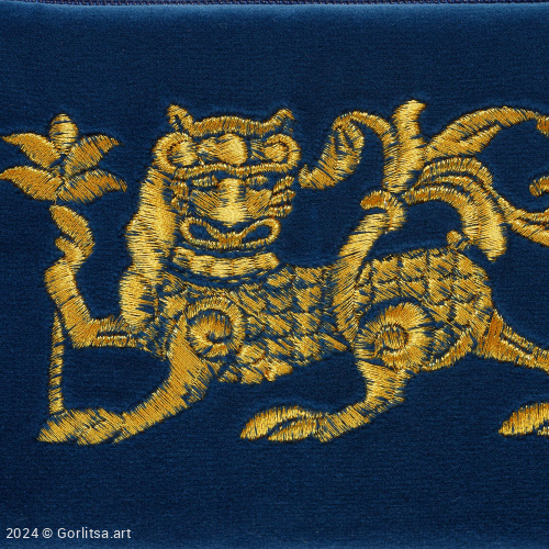 Очечник «Лев» а16/92 синий / золото; велюр велюр Горлица.Арт фото 3