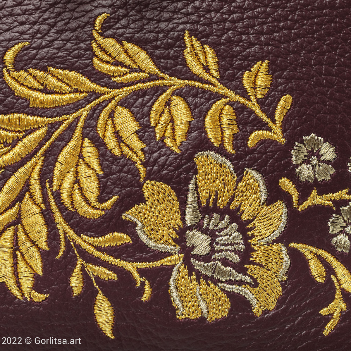 Сумка кожаная «Дикая роза» 1051/62026-11, бордовый / золото нат. кожа Горлица-арт фото 3