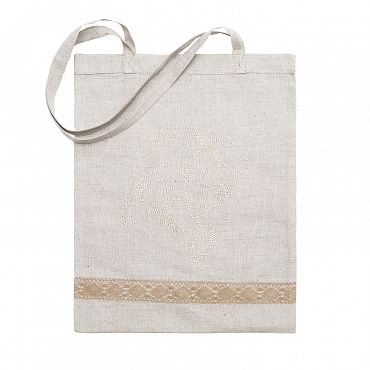 Льняная сумка-шоппер «Дева», серый / шёлк