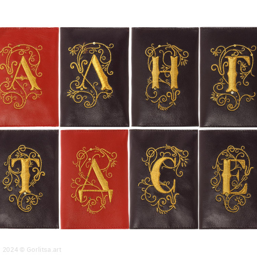 Обложка для паспорта а10, ручная вышивка золотом экокожа Горлица.Арт фото 4