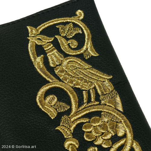 Обложка для паспорта «Райская птица» а10/64 зелёный / золото экокожа Горлица.Арт фото 2