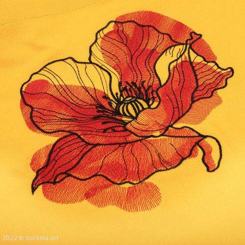 Сумка-шоппер «Красный мак» м0900, жёлтый / шёлк хлопок Горлица-арт фото 3