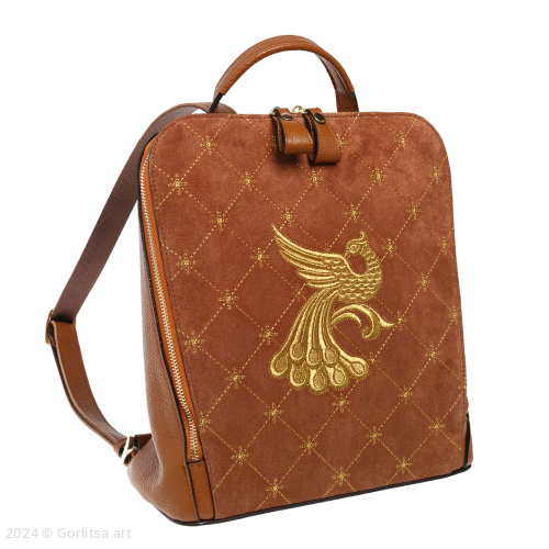 Рюкзак кожаный «Сказочная птица» 934/62026, коричневый / золото нат. кожа Горлица.Арт фото 4