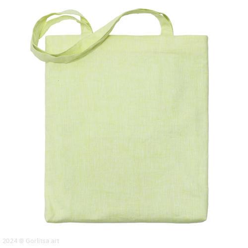 Льняная сумка-шоппер «Котик» 62011-13-1, нежно-зелёный/ шёлк  лён Никифоровская м–ра фото 2