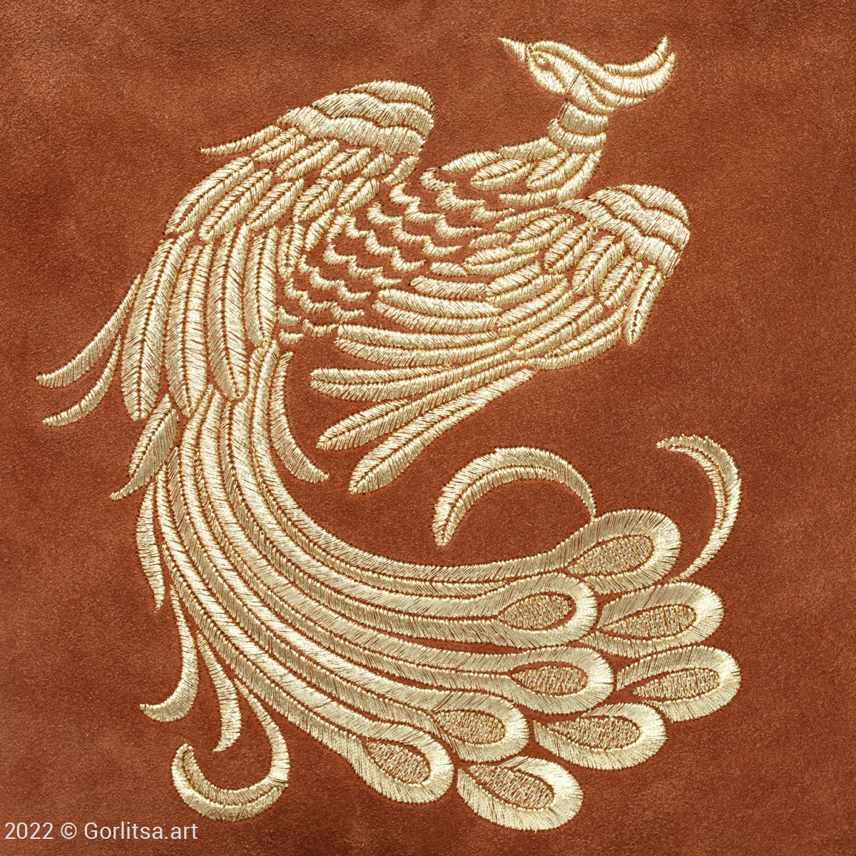 Сумка кожаная «Жар-птица» 1192/62026-28, коричневый / золото нат. кожа Горлица-арт фото 3