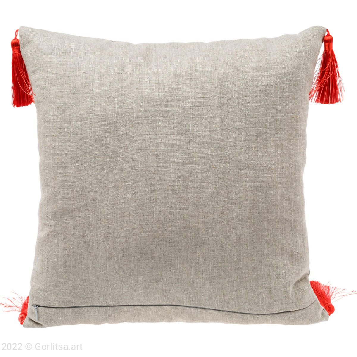 Подушка льняная «Маки», 62017-10, серый / шёлк лён Никифоровская мануфактура фото 4
