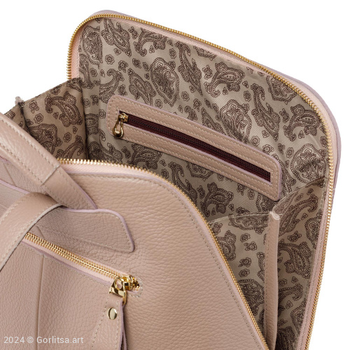 Рюкзак кожаный «Горлица» м. 934, пудровый / золото, шёлк  нат. кожа Горлица.Арт фото 6