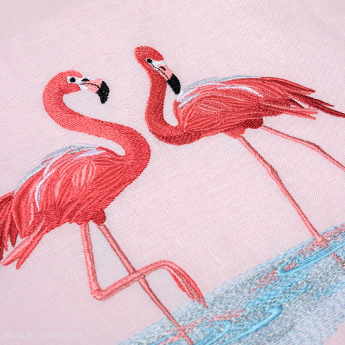 Льняная сумка-шоппер «Фламинго» 62075-3, розовый / шёлк лён Никифоровская м–ра фото 3