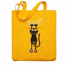 Льняная сумка-шоппер «Котик» 62011-13, жёлтый/ шёлк 