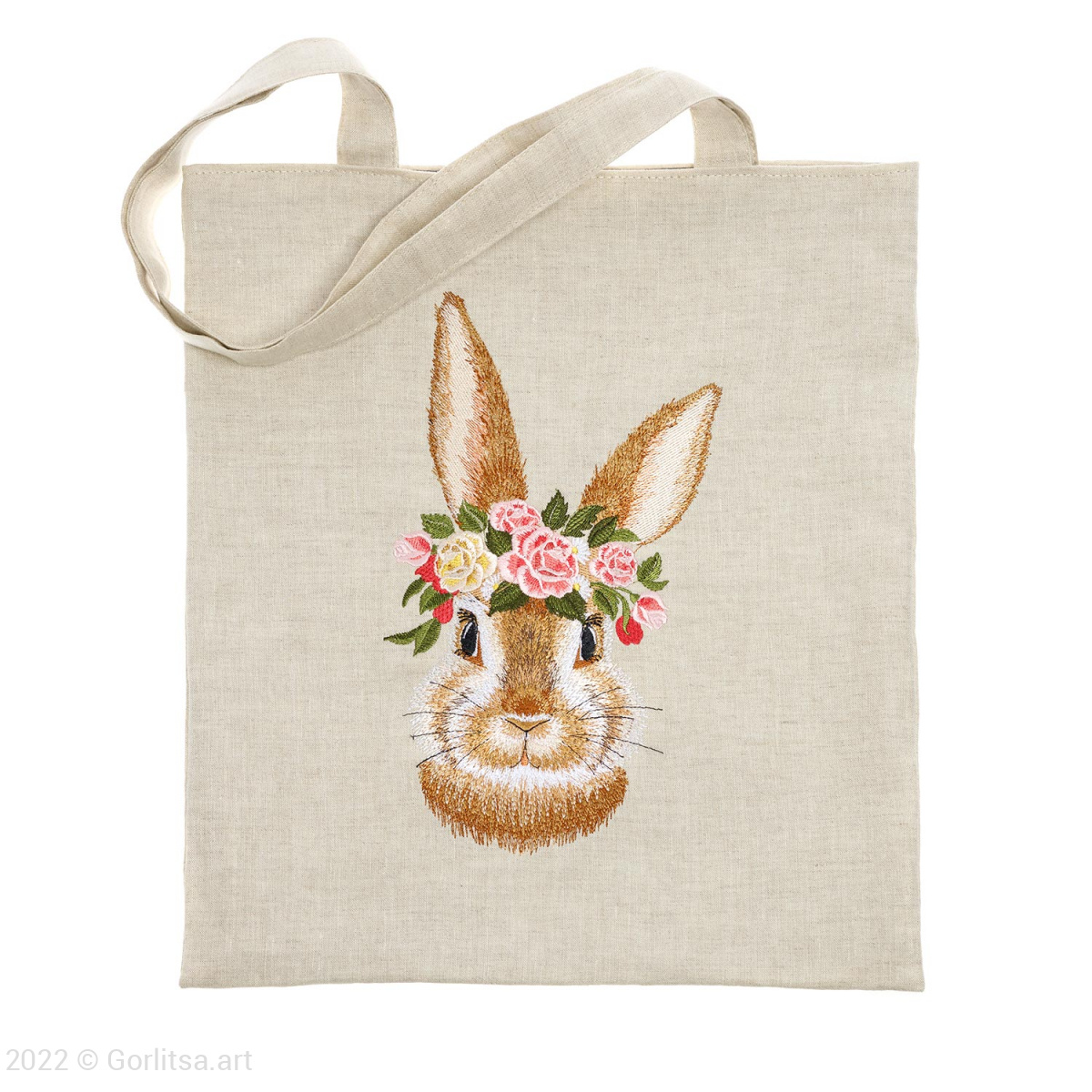 Льняная сумка-шоппер «Пушистый кролик» 62011-2, серый / шёлк  лён Никифоровская мануфактура