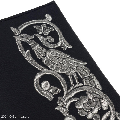 Обложка для паспорта «Райская птица» а10/64 синий / серебро экокожа Горлица.Арт фото 2
