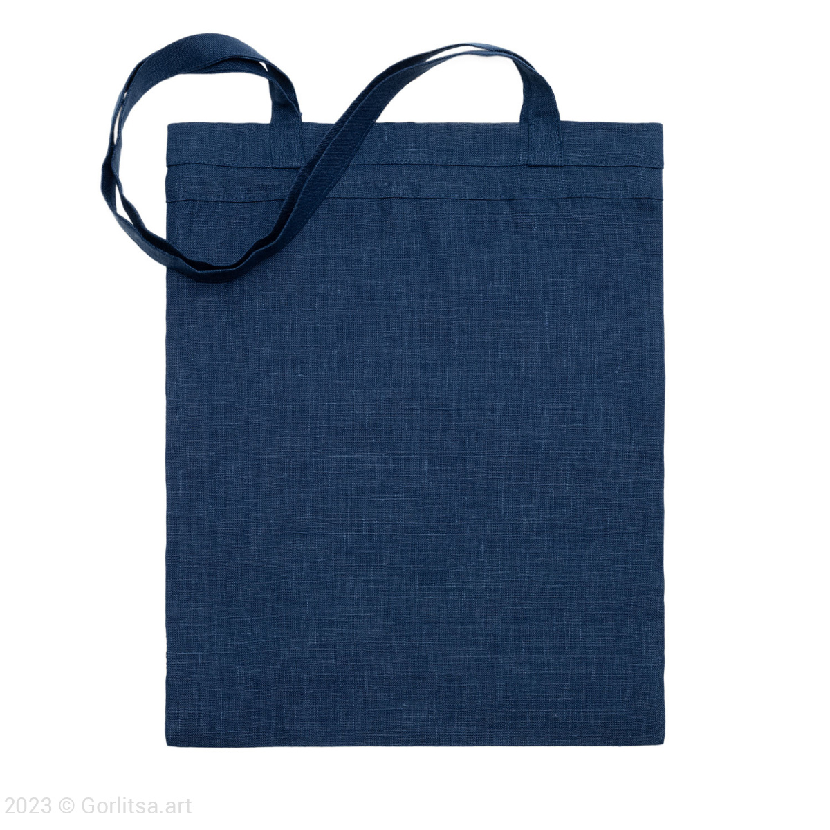 Льняная сумка-шоппер «Элеганс», синий лён Кружевной край фото 4