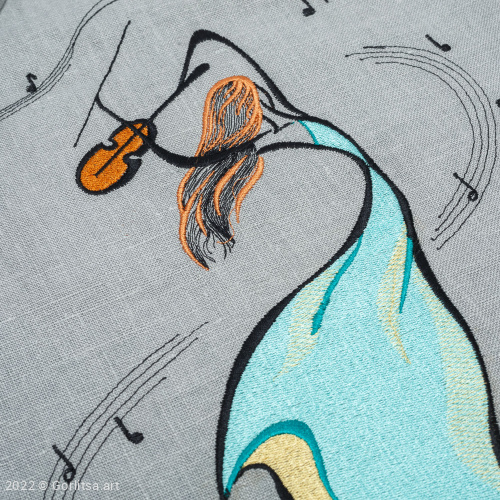 Льняная сумка-шоппер «Девушка со скрипкой» 62018-4-1, серый / шёлк лён Никифоровская мануфактура фото 3