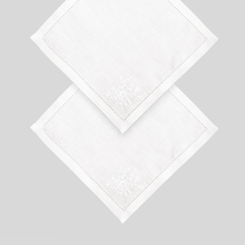 Скатерть №3 и 12 салфеток, белый лён Тверские узоры фото 8
