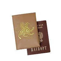 Обложка для паспорта «Грифон» а10/63 бежевый / золото