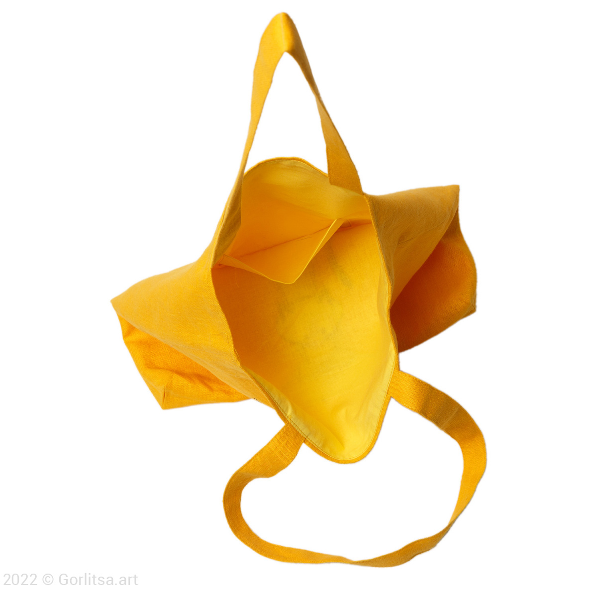 Льняная сумка-шоппер «Котик» 62011-13, жёлтый/ шёлк  лён Никифоровская мануфактура фото 4