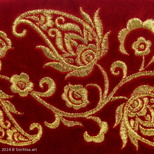 Косметичка бархатная «Огурцы» м.1710, 62023-1, красный/золото бархат Никифоровская м–ра фото 4