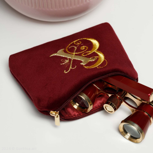 Чехол «Инициалы», ручная вышивка золотными нитями велюр Горлица.Арт фото 3