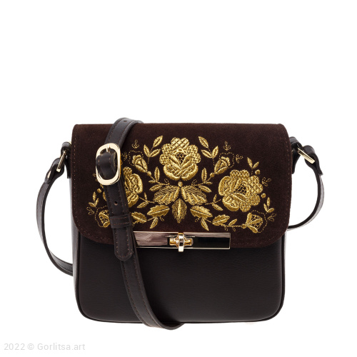 Сумка кожаная «Шиповник» 991/, коричневый /золото нат. кожа Кожаные сумки «Горлица.Арт»