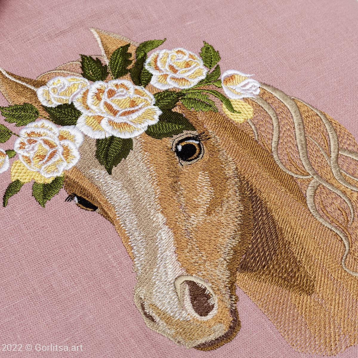 Льняная сумка-шоппер «Лошадь в цветах» 62011-8 розовый / шёлк лён Никифоровская мануфактура фото 4