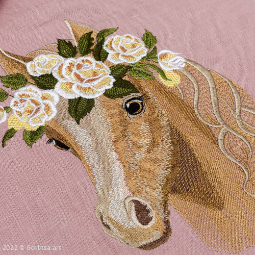 Льняная сумка-шоппер «Лошадь в цветах» 62011-8 розовый / шёлк лён Никифоровская мануфактура фото 4