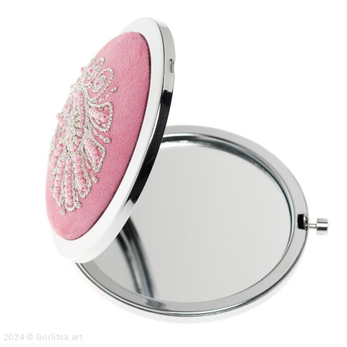 Зеркало «Лёгкость» розовый / серебро; нат. кожа нат. замша Мастерская Галины Киселёвой фото 3