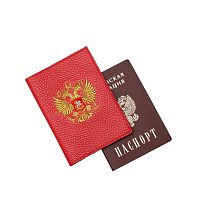 Обложка для паспорта «Герб» 60131-1, кожа, цвет: красный/ золото 