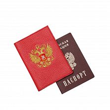 Обложка для паспорта «Герб» 60131-1, кожа, цвет: красный/ золото 