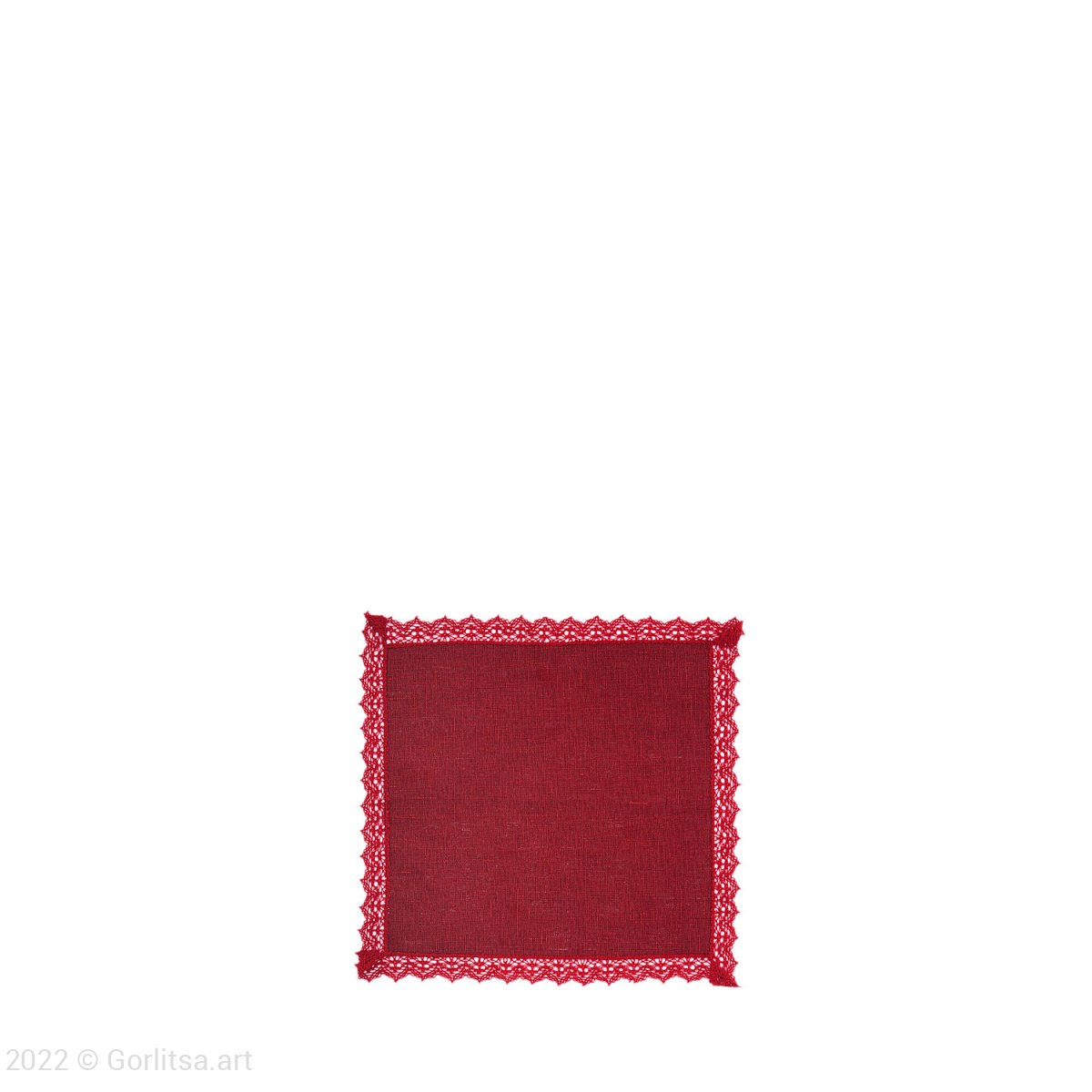 Комплект с кружевом «Настроение», размер 40х90 см, 27х27 см, красный лён Кружевной край фото 6