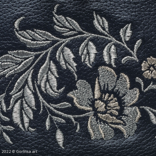 Сумка кожаная «Дикая роза» 1051/62026-11, тёмно-синий / серебро нат. кожа Горлица-арт фото 3