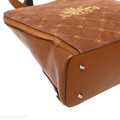 Рюкзак кожаный «Лилия» 934/62026, коричневый / золото нат. кожа Горлица.Арт фото 9