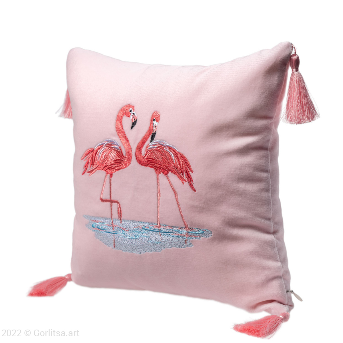 Подушка бархатная «Фламинго» 62012-1, розовый / шёлк бархат Никифоровская мануфактура фото 4