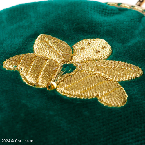 Монетница «Новоторжские швы №3», а8/62, зелёный, золото, бархат Р бархат Горлица.Арт фото 4