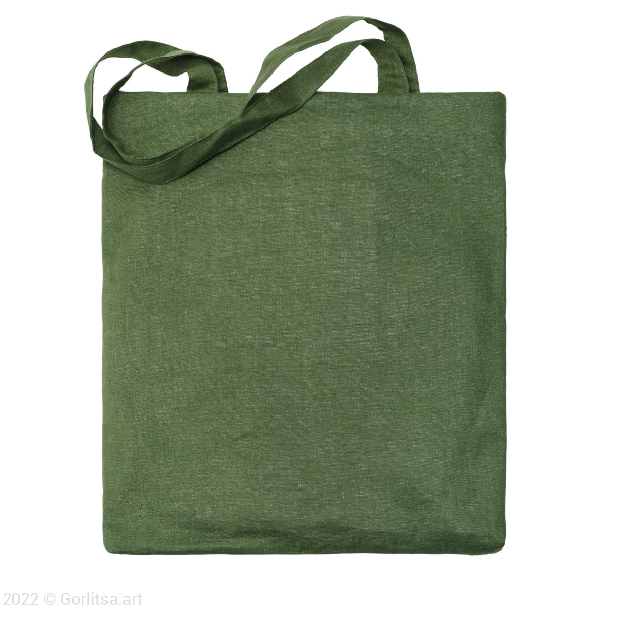 Льняная сумка-шоппер «Красный мак» 62020-1-2 зелёный/ шёлк лён Никифоровская мануфактура фото 3