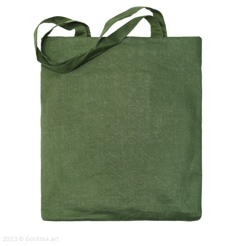 Льняная сумка-шоппер «Красный мак» 62020-1-2 зелёный/ шёлк лён Никифоровская м–ра фото 3