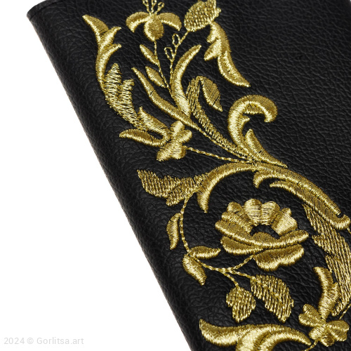 Обложка для паспорта «Летний сад» а10/65 чёрный / золото экокожа Горлица.Арт фото 2
