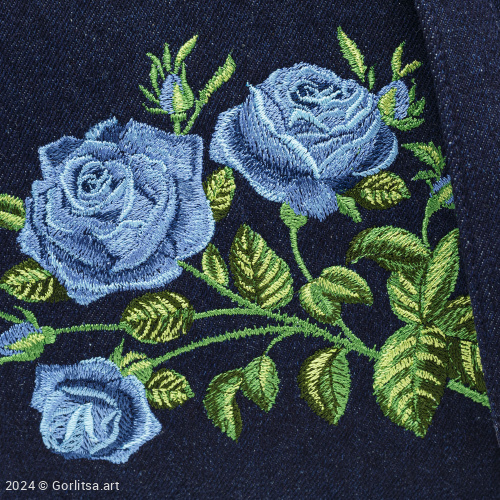 Сумка «Роза» м.21168, 62055-2-3 джинса/ тёмно-синий/ шёлк голубой джинса Никифоровская м–ра фото 3