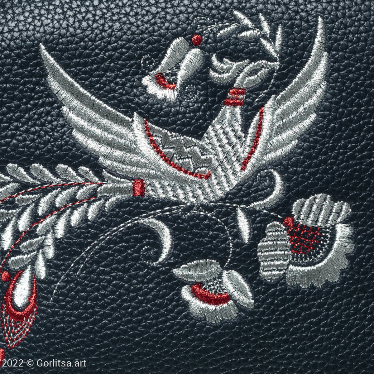 Сумка кожаная «Жар-птица» 489/25 синий/серебро нат. кожа Горлица-арт фото 3